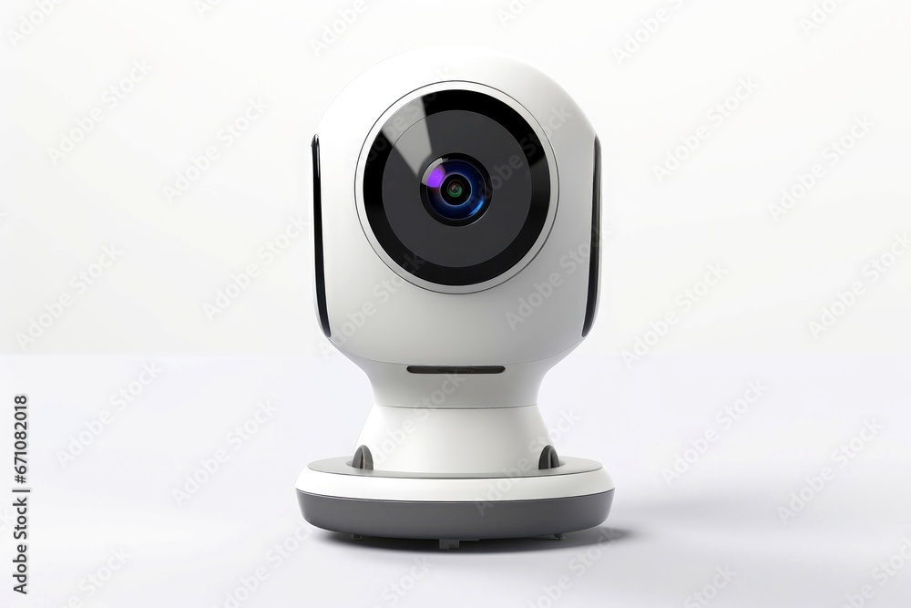 Close up of security camera isolated on white background Close up of security camera isolated on white background