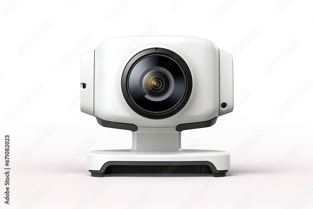 Close up of security camera isolated on white background Close up of security camera isolated on white background