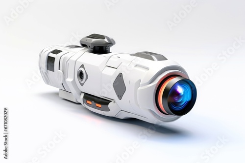 Close up of security camera isolated on white background
