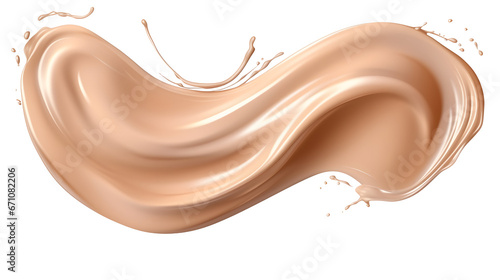 Liquid makeup foundation smudge, fluid creamy consistency for good coverage, white background