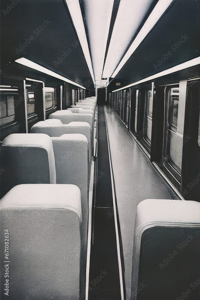 Fototapeta premium inside a high-speed modern train, interior, Ai-generated