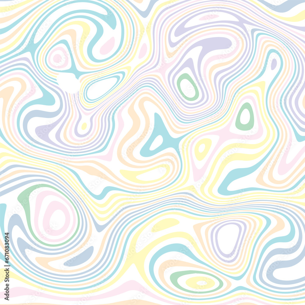 ABSTRACT ILLUSTRATION MARBLED TEXTURE LIQUIFY PSYCHEDELIC PASTEL SOFT COLORFUL DESIGN. OPTICAL ILLUSION BACKGROUND VECTOR DESIGN