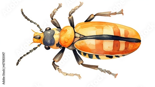  a watercolor drawing of a bug on a white background.  generative ai © Nadia