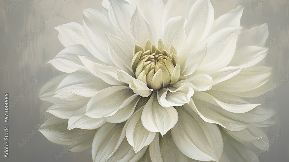 a large white flower on a gray background with a white center. generative ai a large white flower on a gray background with a white center. generative ai