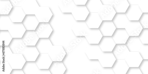 White Hexagonal Background. Luxury honeycomb grid White Pattern. Vector Illustration. 3D Futuristic abstract honeycomb mosaic white background. geometric mesh cell texture. 