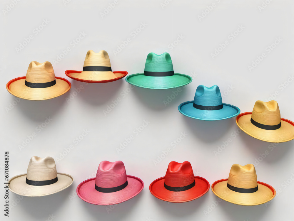 A Group Of Hats With Different Colors