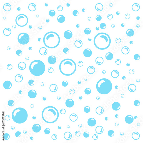 light blue soap bubbles on a white background