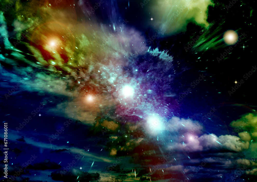galaxy in a free space. 3D rendering