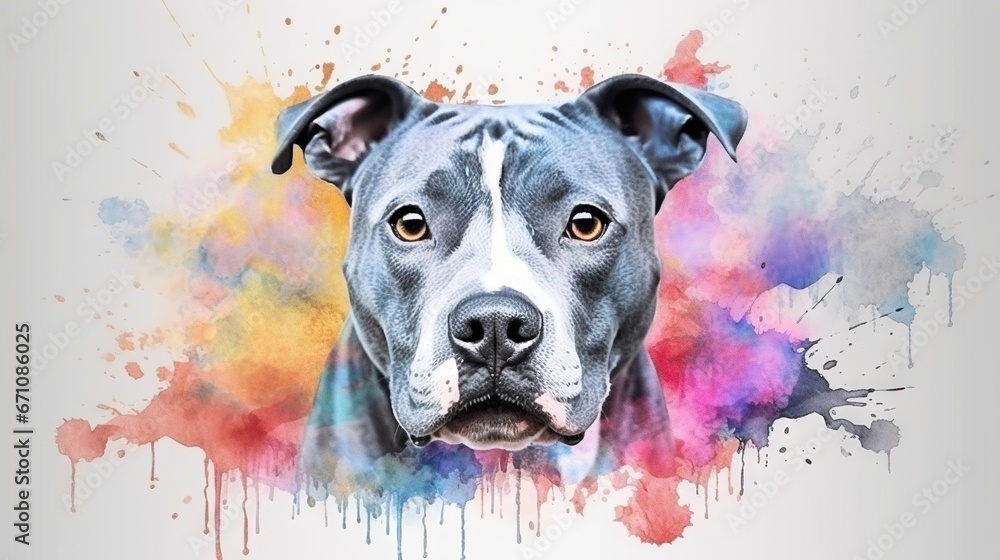  a dog with a watercolor splash on it's face.  generative ai