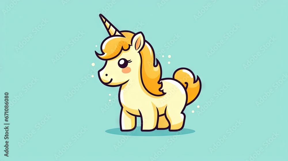 a cute little pony with a horn on its head standing. generative ai a cute little pony with a horn on its head standing. generative ai