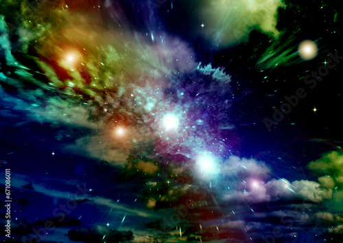 Obraz na płótnie galaxy in a free space. 3D rendering w salonie