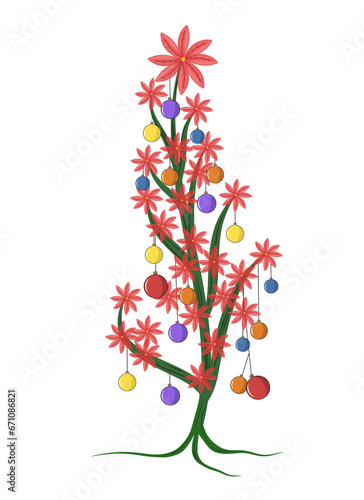 Fototapeta Naklejka Na Ścianę i Meble -  Christmas tree with flowers