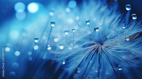  a close up of a dandelion with water droplets. generative ai