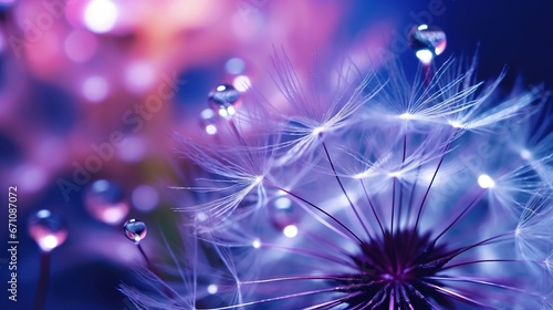  a close up of a dandelion with drops of water on it. generative ai