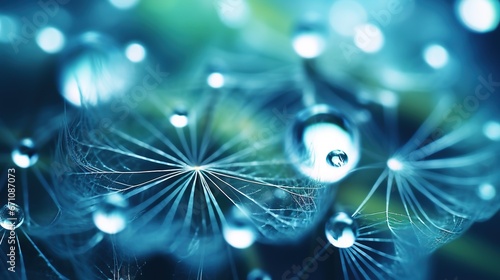  a close up of a dandelion with drops of water. generative ai