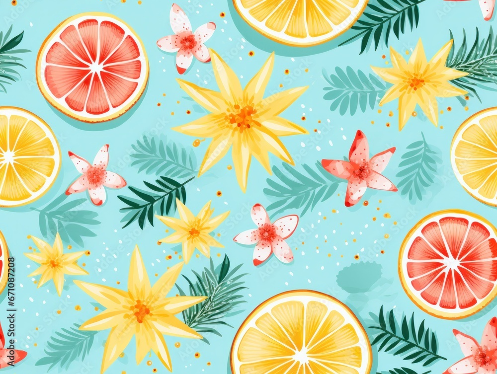 Summer Hawaii Sea seamless pattern template Summer Hawaii Sea seamless pattern template