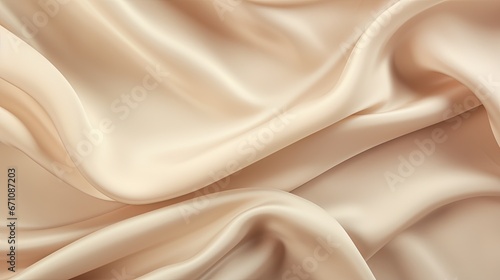  a close up view of a beige silk fabric with a very soft feel. generative ai