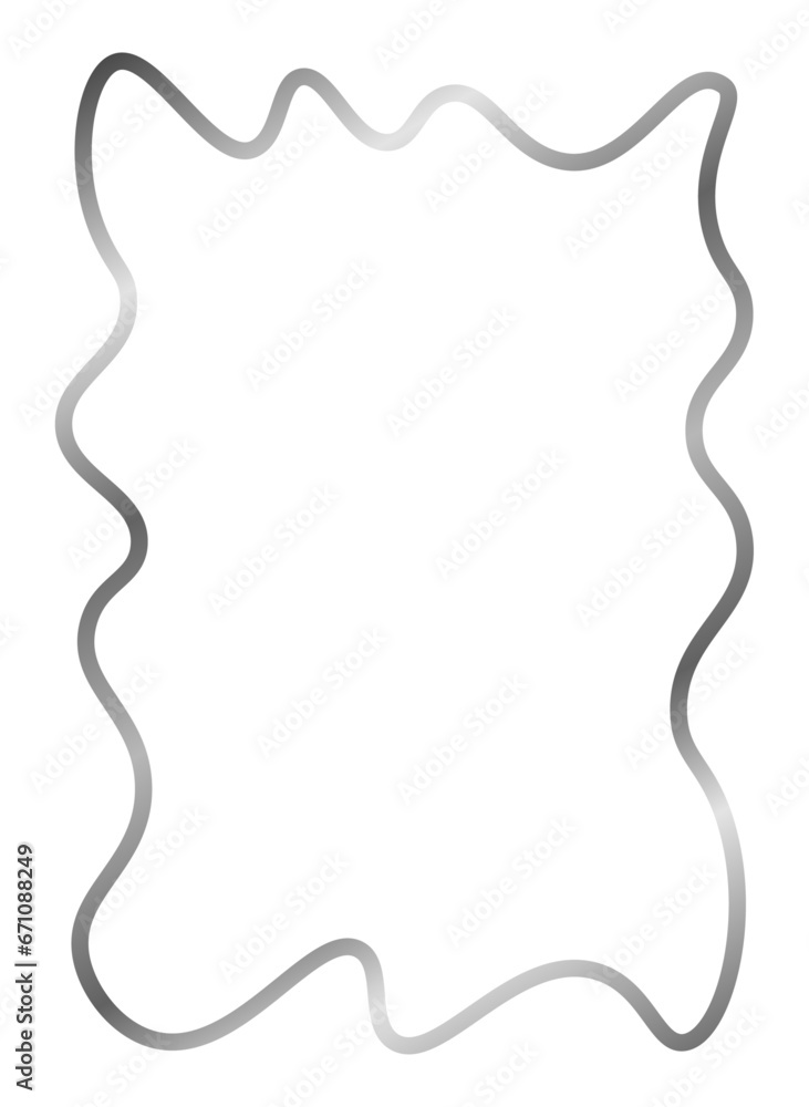 Silver metal frame isolated on white. Vector frame for photo and text. Unusual curved wavy frame Silver metal frame isolated on white. Vector frame for photo and text. Unusual curved wavy frame