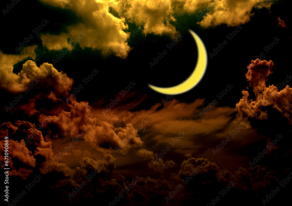 The moon in the night sky