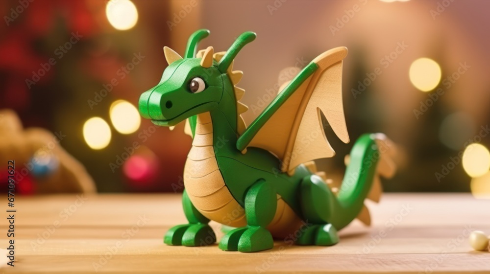 Fototapeta premium Green dragon. Chinese new year of dragon 2024