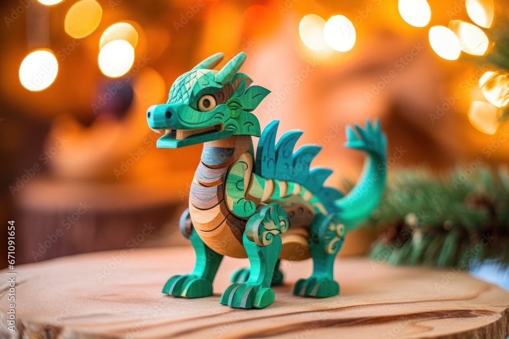 Fototapeta premium Green dragon. Chinese new year of dragon 2024