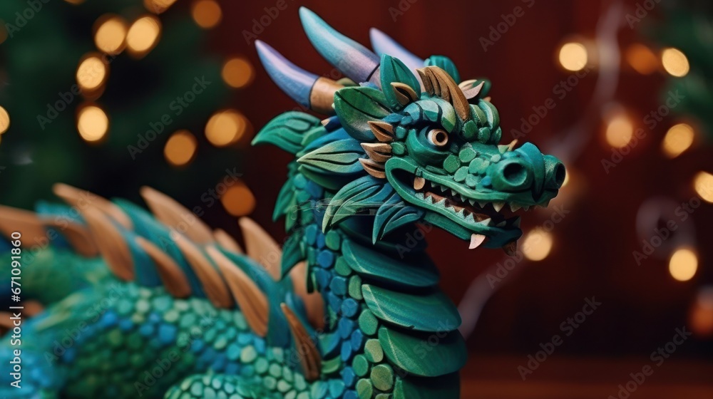 Green dragon. Chinese new year of dragon 2024