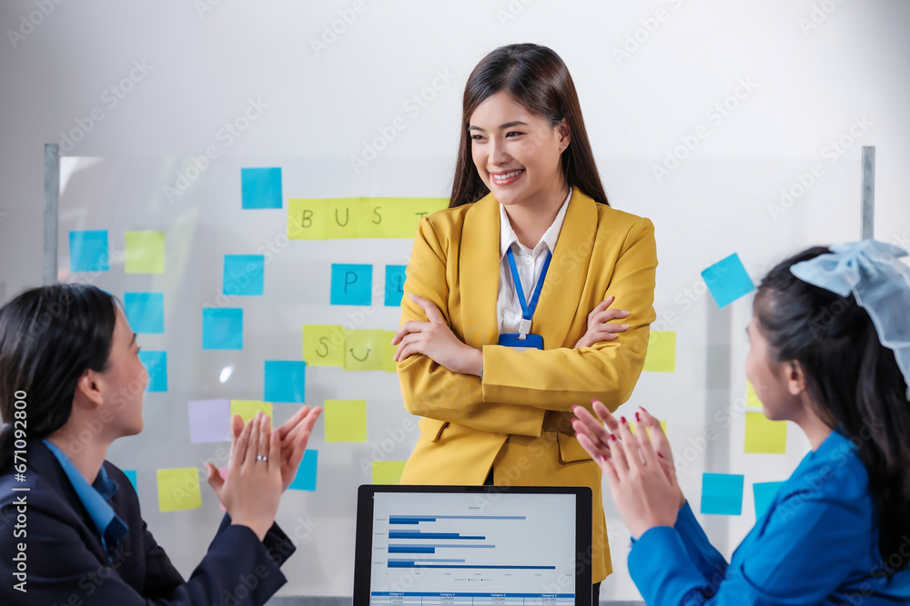 Support or celebration, success and colleagues clapping hands for good news or achievement Support or celebration, success and colleagues clapping hands for good news or achievement