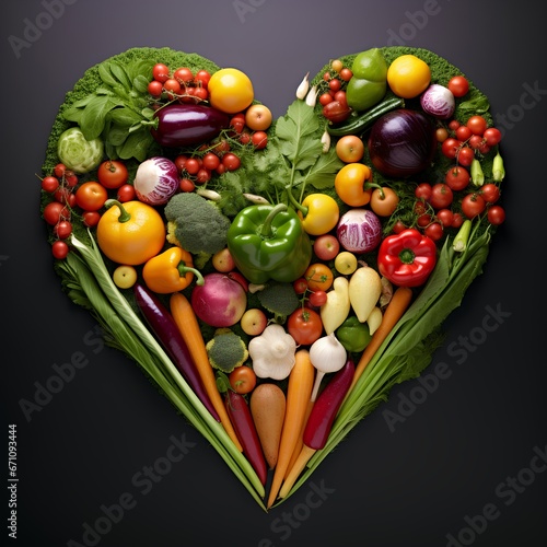 vegetables arrangement in heart shape  Vegan day  