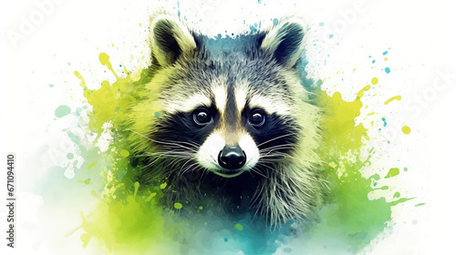  a painting of a raccoon looking at the camera. generative ai