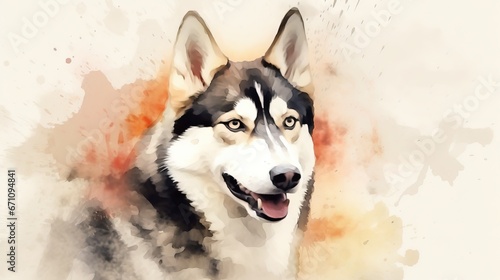  a husky dog is looking at the camera with his tongue out.  generative ai
