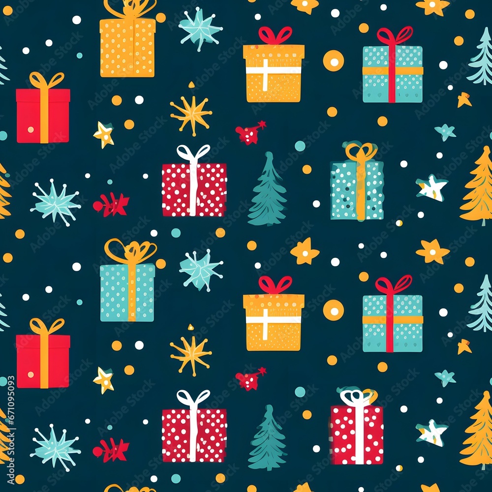 Christmas Seamless tile pattern gift wrap background design