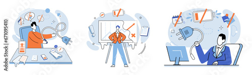 Low energy vector illustration. Emotive practices such as meditation and mindfulness can improve mental well being Low energy levels can affect both physical and mental performance Emotional fatigue