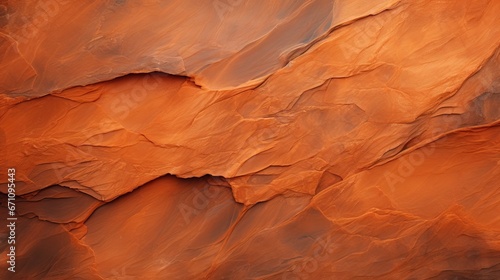  an orange rock wall with a very large crack in it. generative ai