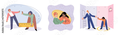 Boundary vector illustration. Nonverbal cues play significant role in interpersonal interactions Personal space and boundaries are essential for mental well being The boundary metaphor represents