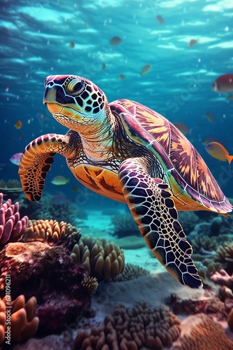 a sea turtle swimming in the water © Sveatoslav