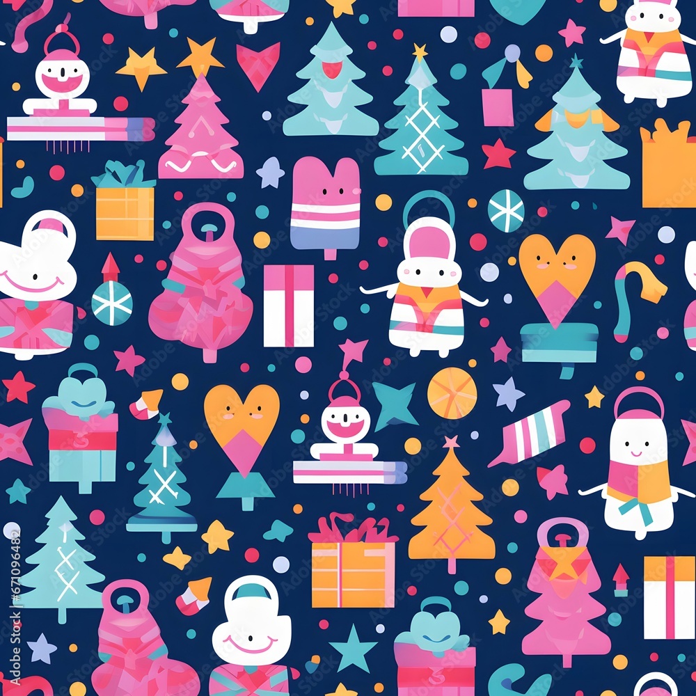Obraz premium Christmas Seamless tile pattern gift wrap background design
