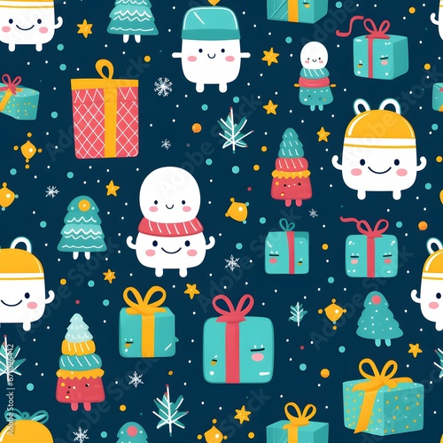 Christmas Seamless tile pattern gift wrap background design