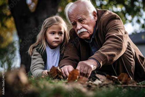 shot of a little girl and her grandfather bonding together outdoors