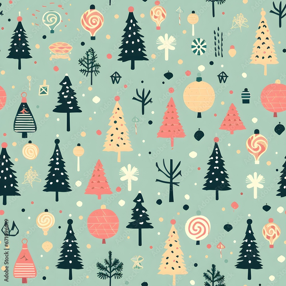 Obraz premium Christmas Seamless tile pattern gift wrap background design