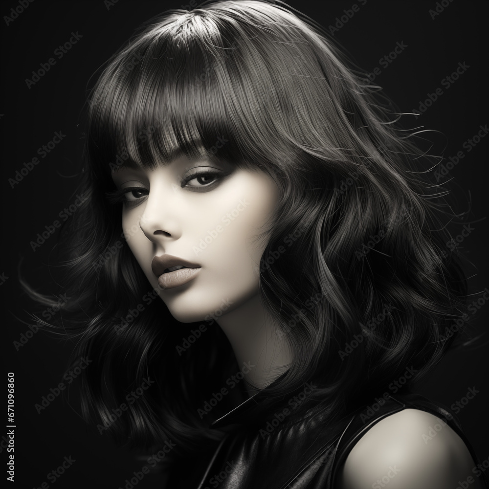Fototapeta premium Illustration of a haircut fashion portrait, AI Generated