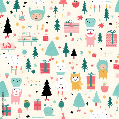 Christmas Seamless tile pattern gift wrap background design
