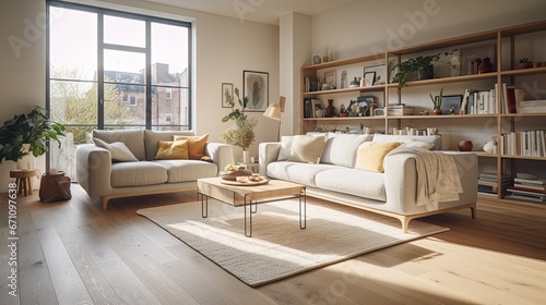 bright and clean home living room interior design concept living room decorate with nature wooden material simple comfort simplicity decorate element house beautiful design background © VERTEX SPACE