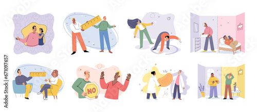 Personal space vector illustration. Each individuals personality traits contribute to their need for personal space The personal space concept delves into intricate relationship between psychology