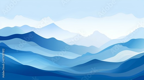 Blue mountain landscape, Abstract nature background, Vector illustration