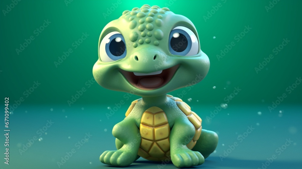 cute smiling baby Turtle animal in the style of unrea.Generative AI cute smiling baby Turtle animal in the style of unrea.Generative AI
