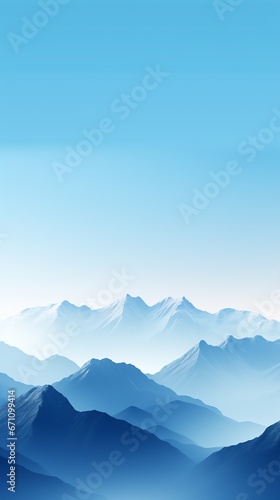 a mountain range with blue sky