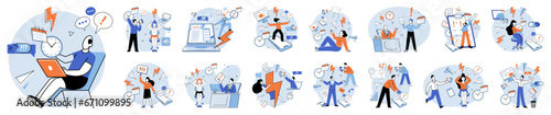 Working hard vector illustration. The working hard concept emphasizes importance perseverance and determination in achieving success Managing workload and meeting deadlines are essential skills