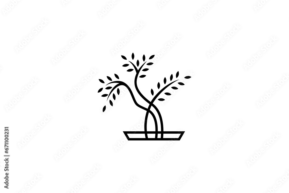 Bonsai Logo Design Icon Vector Bonsai Logo Design Icon Vector
