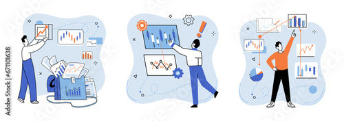Technical analysis. Vector illustration. Identifying and predicting market trends is key aspect technical analysis Traders use technical analysis to analyze price patterns and identify potential