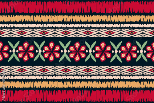 Aztec Abstract Ethnic pattern seamless embroidery background African Ikat Mexican style.Hand drawn Vector illustration.